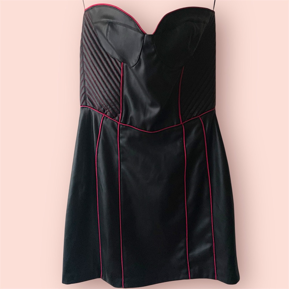 Zara Strapless Black Dress with Red Trim
